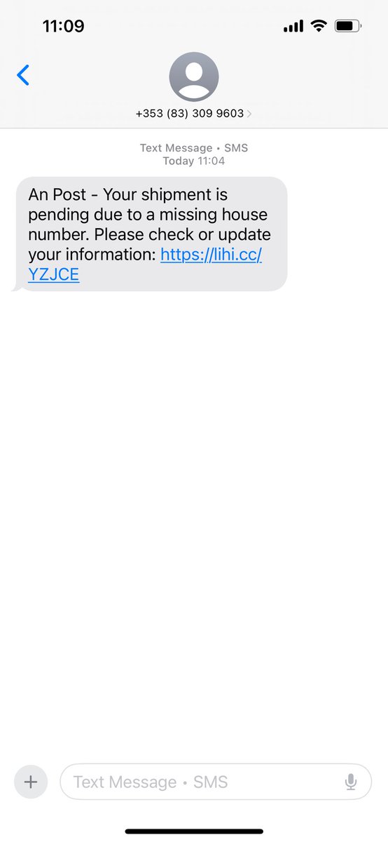 melissadoohan's tweet photo. @AnPostRS I’ve just received this text is it legit? https://t.co/ikf40VieYk