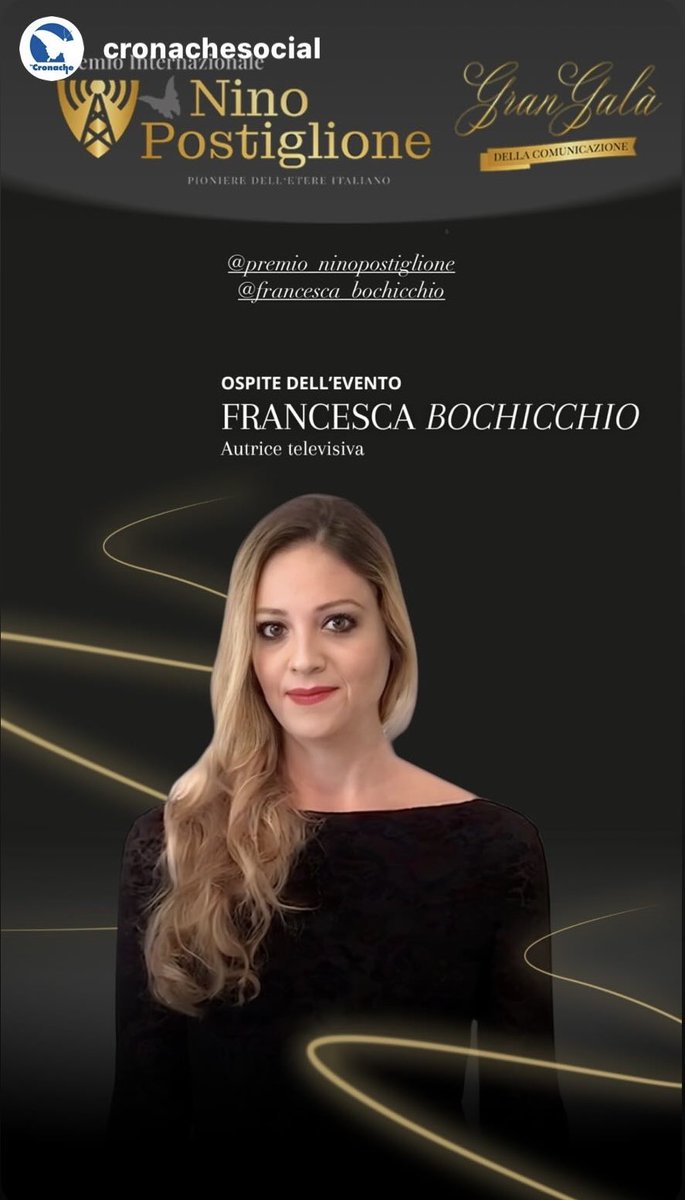 Francesca Bochicchio ospite del “Premio Nino Postiglione” 💫

23 Dicembre 2024 - Gran Galà della Comunicazione 

#PremioNinoPostiglione #FrancescaBochicchio #GranGalà #Advertising