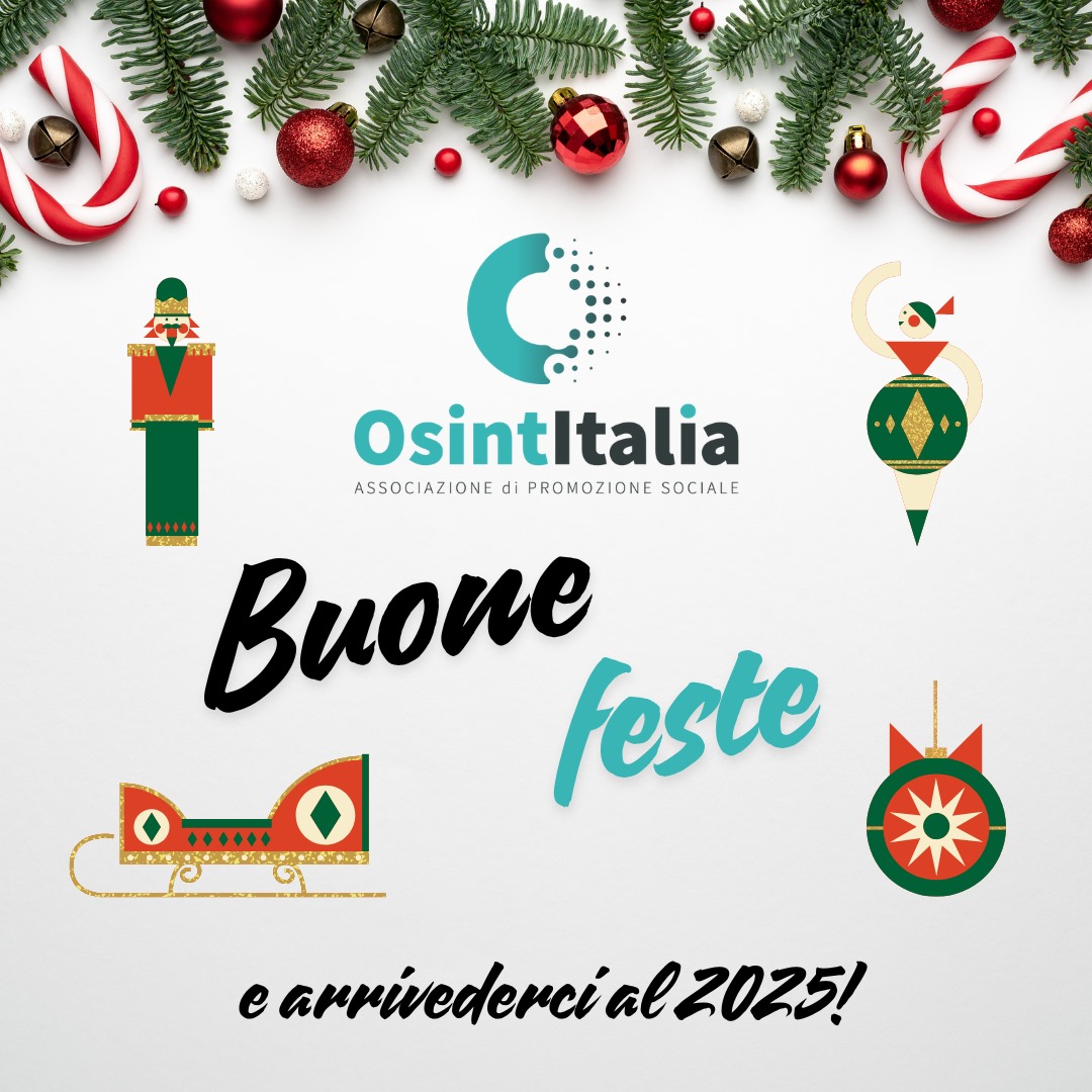 Auguri da OSINTITALIA! Il 2024 è stato un anno di crescita: nuovo direttivo, iniziative innovative e presenza digitale rinnovata. Per il 2025, siamo già al lavoro su nuovi progetti per rafforzare la cultura dell'#OSINT in Italia. Grazie a tutti! Buon Natale e Felice Anno Nuovo!