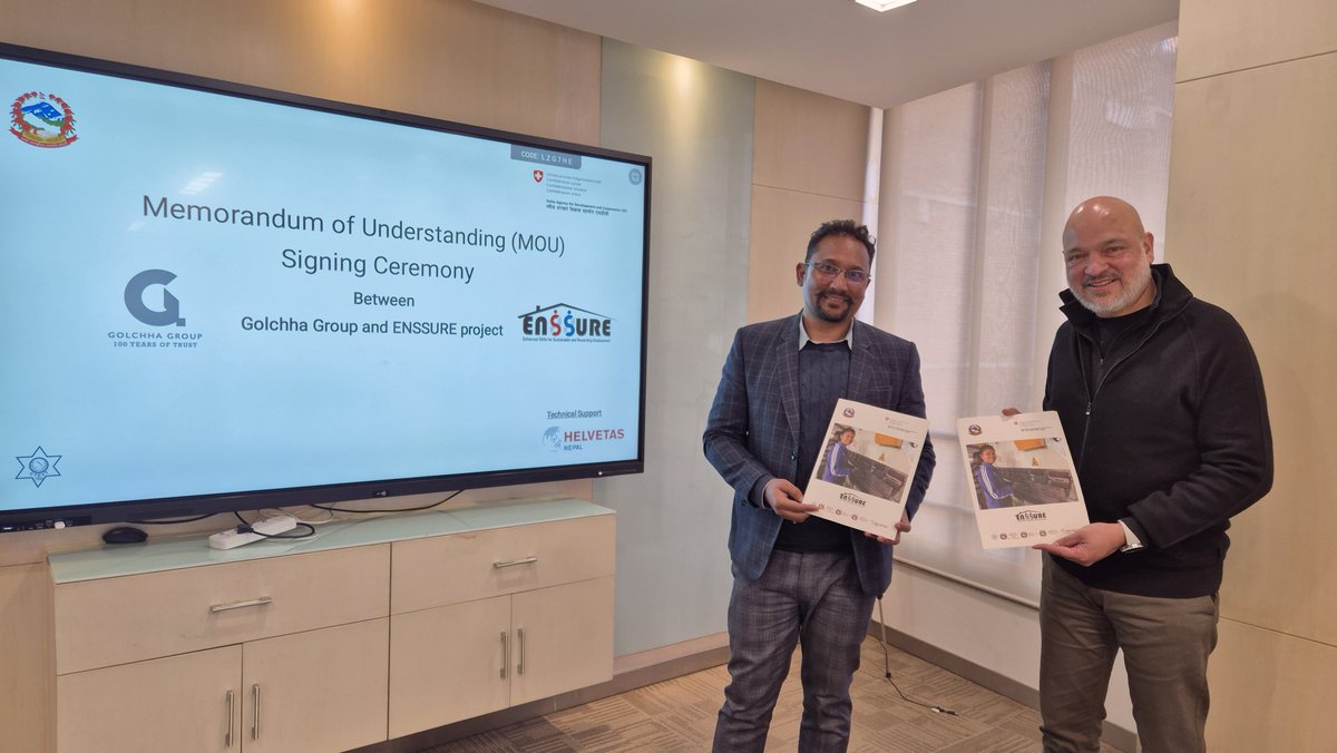 ENSSURE's tweet photo. Proud to partner with Golchha Group! Together, we’re launching the dual VET-Apprenticeship program to bridge the gap between education &amp; employment. Empowering youth with skills for a brighter future! #Apprenticeship #ENSSUREProject #TVETImpact #SwitzerlandforNepal https://t.co/1da1Gex57d