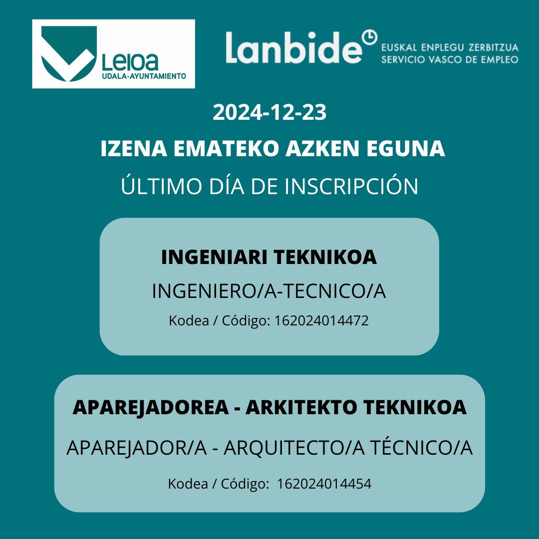 Izena eman Lanbideko web orrian.
Inscríbete en la página web de Lanbide