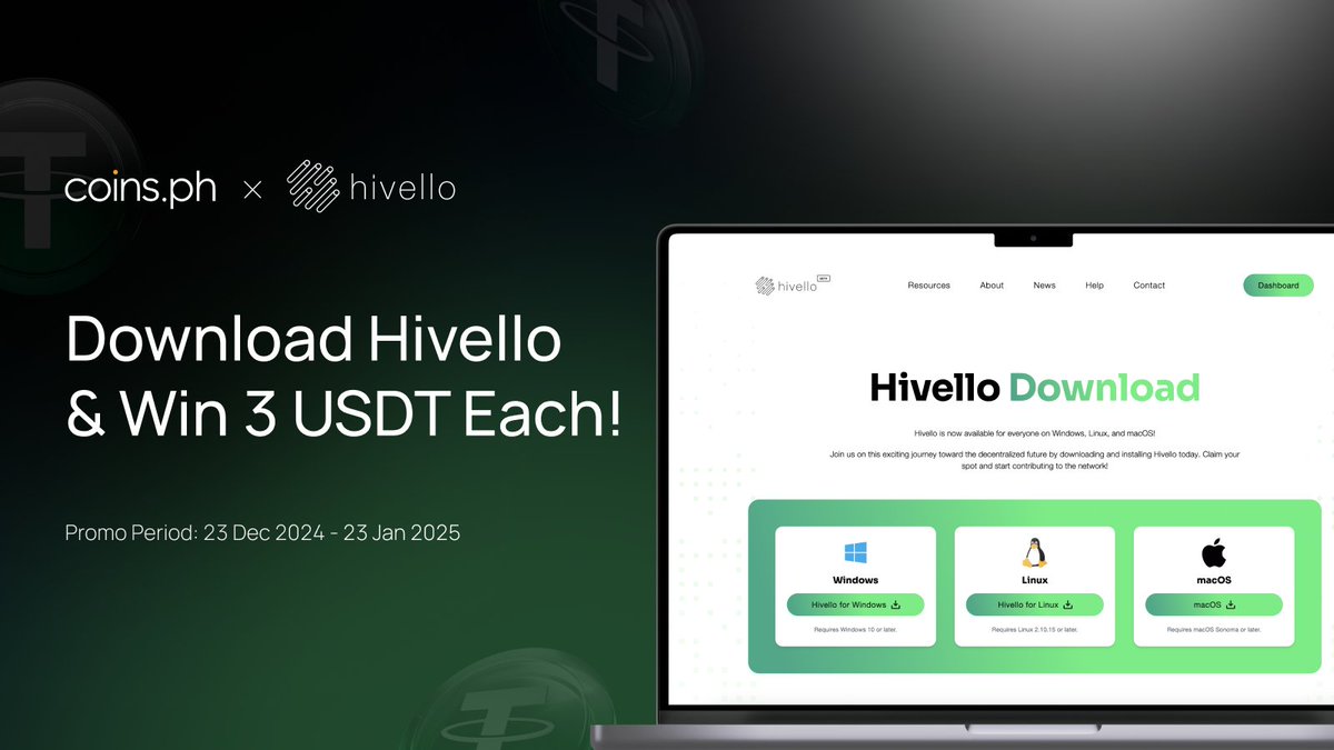 coinsph's tweet photo. 🚨 Download Hivello, Sign Up, and Win 3 USDT! 👉 https://t.co/98FA5aFy8R

Make sure you use the email associated with your https://t.co/ehQWvZk9FW account to download &amp; sign up for Hivello. Hurry, only the first 1,000 get a reward! 💻 https://t.co/pmWIUZpBT8