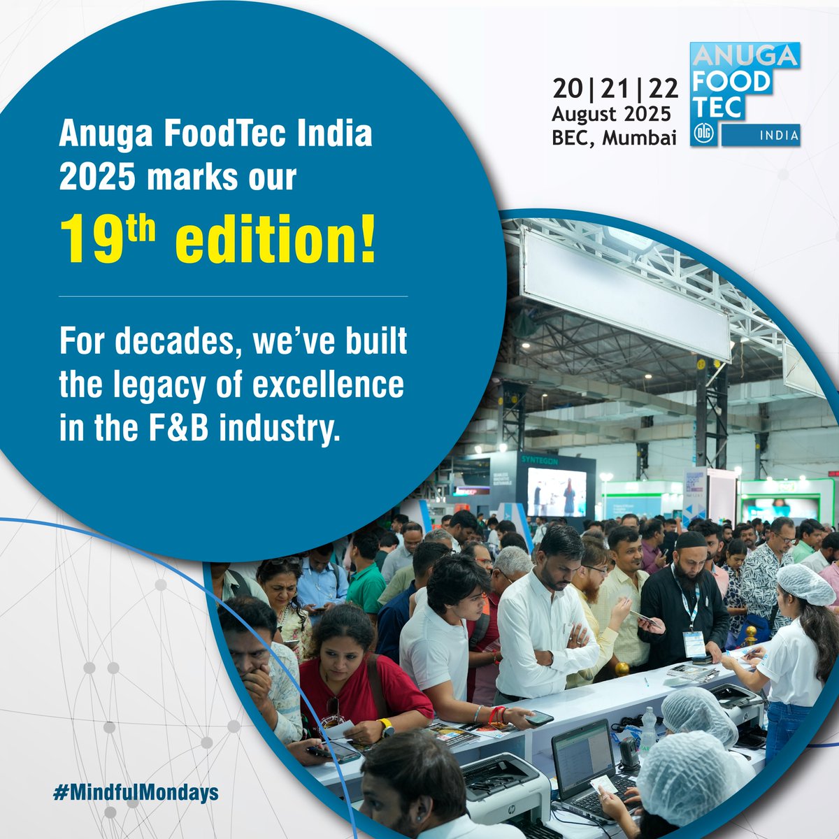 IndiaFoodtec's tweet photo. Anuga FoodTec India 2025 celebrates 19 editions of excellence!

Be part of this incredible legacy and join us in driving the future of the food and beverage industry

Avail Early Bird Offer: https://t.co/UZDILTZTfv

2024 Post Show Report: https://t.co/pvghiwDvkm

#AFTI2025 https://t.co/LlXUeV66lp