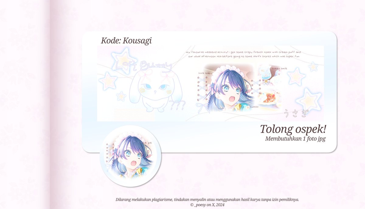 help repost / rt -!! ^^

halo semuanya, aku mau memperkenalkan calon - calon layout (anak pertamaku..) untuk aku masukan ke katalog 
materialnya aku draw sendiri yaa 🖍🎨
mohon untuk memberitahukan lewat dm jika ada kesamaan dengan BA lain, thankchu -♡♡

#zonauang #zonaba