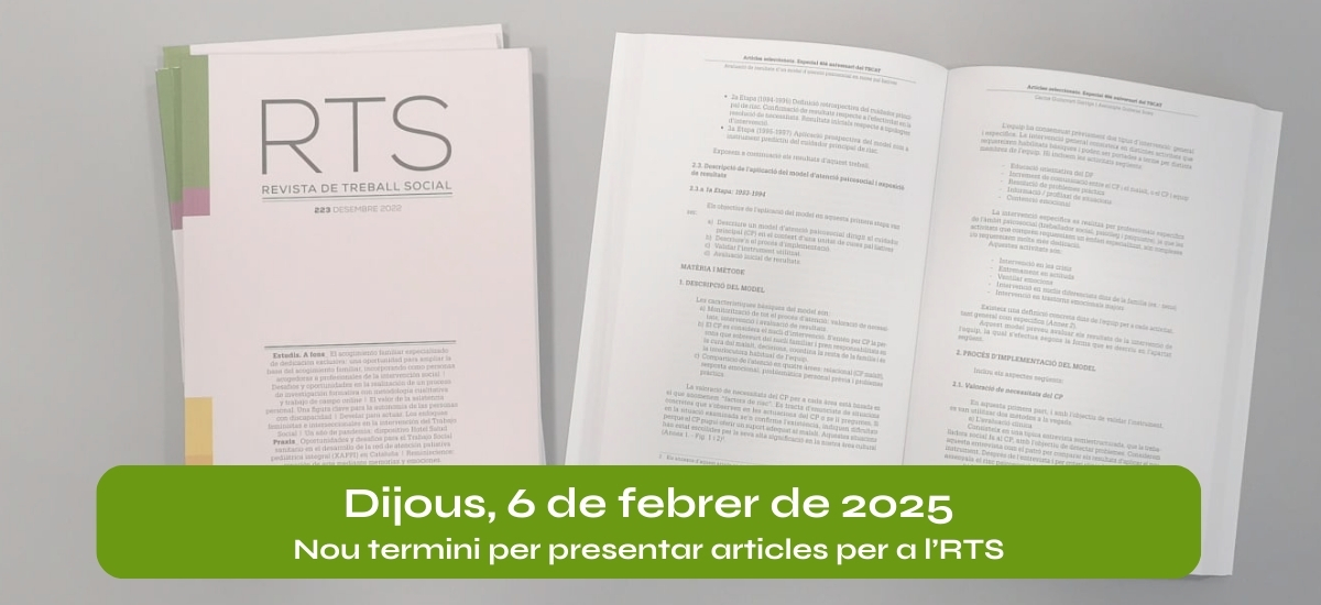Nova data límit per enviar #articles per a la <a href="/RevistaRTS/">Revista de Treball Social (RTS)</a> 228 que publicarem al juny de 2025.

Anima't a escriure i comparteix coneixement sobre el #treballsocial!

Més info 👇
tscat.cat/actualitat/not…