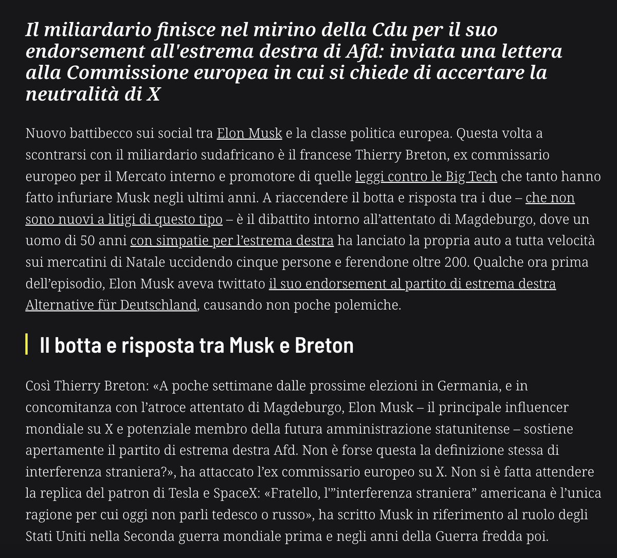 sonoclaudio's tweet photo. Il primo passo, da parte della Germania.
Poi, qualcuno spieghi alcune cosette a quell'ignorante immigrato di #Musk:
1. Trump è di orgini tedesche;
2. la più grande comunità di immigrati negli 🇺🇸 è quella tedesca.
3. c'erano molti nazisti tedeschi antisemiti, in Sudafrica.