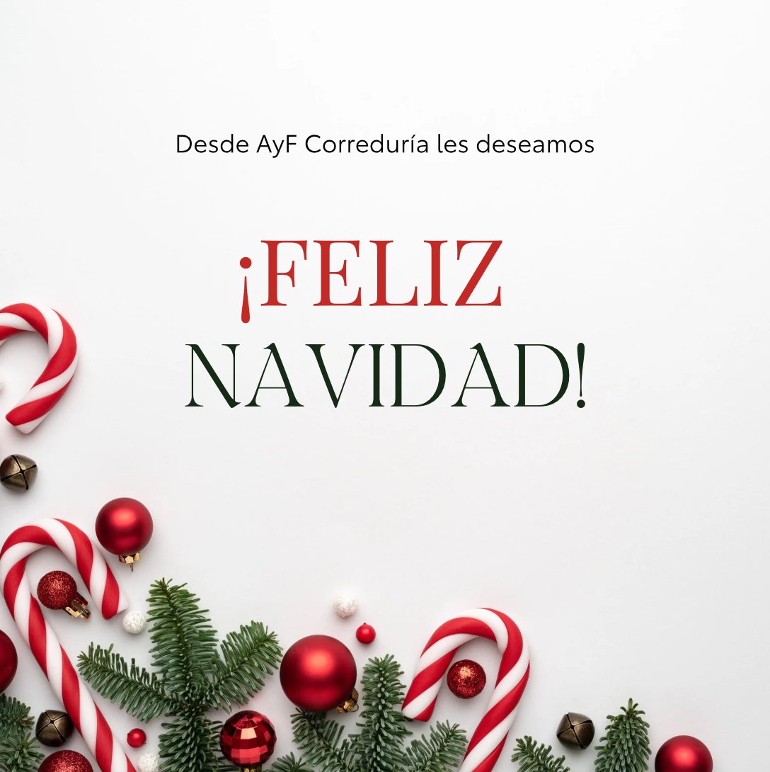 En AyF Correduría, queremos aprovechar esta #Navidad para agradecerles por su confianza y apoyo a lo largo del año. Les deseamos unas fiestas llenas de paz, amor y felicidad, rodeados de sus seres queridos.¡Feliz Navidad!🎄✨