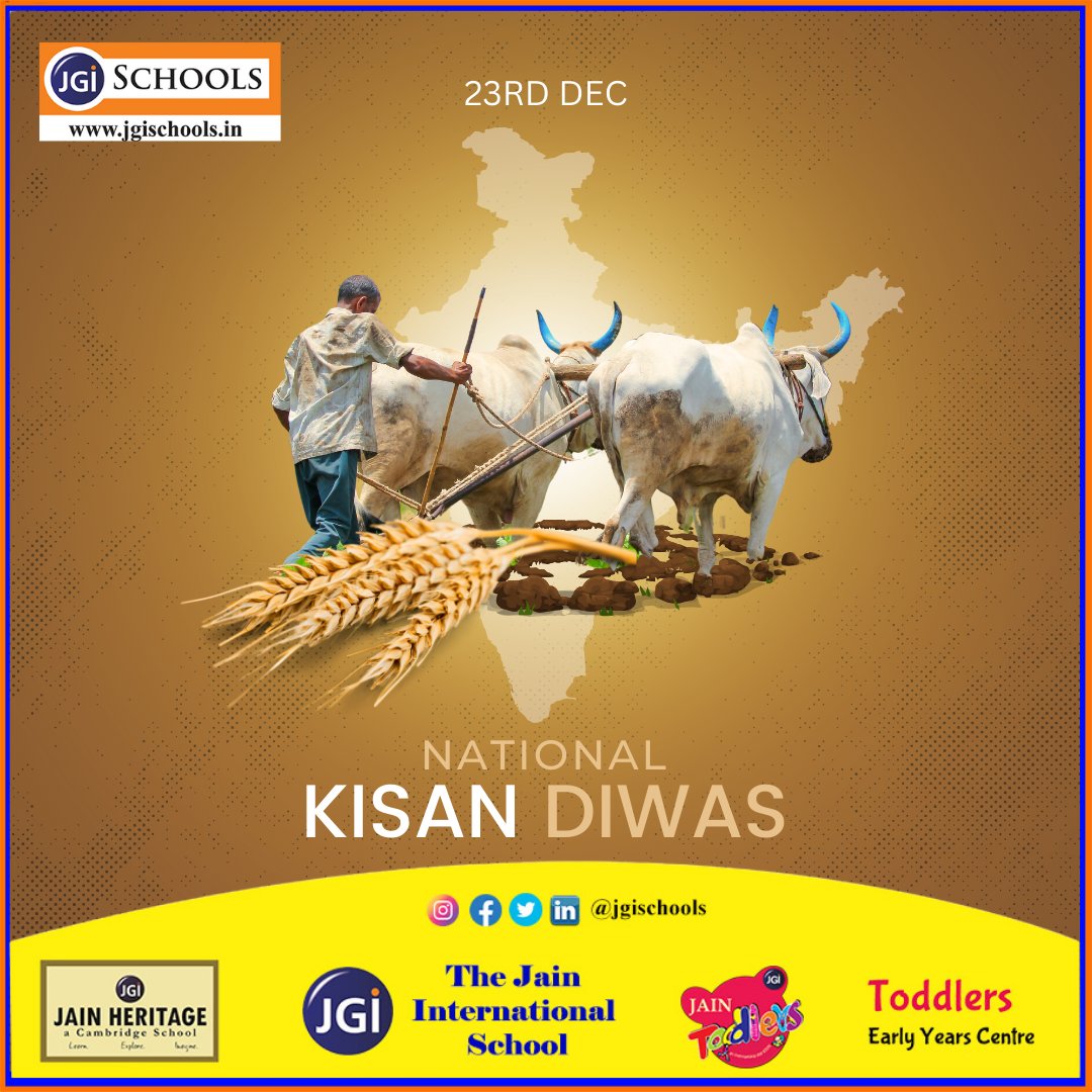 SchoolsJgi's tweet photo. Honoring the Hands That Feed Us! 🌾🚜
This Kisan Diwas, we salute the backbone of our nation—our hardworking farmers. Their dedication, resilience, and love for the land ensure that we have food on our plates. 🤝

#KisanDiwas #FarmersFirst #JaiJawanJaiKisan #PrideOfIndia https://t.co/WlVWXPA45T