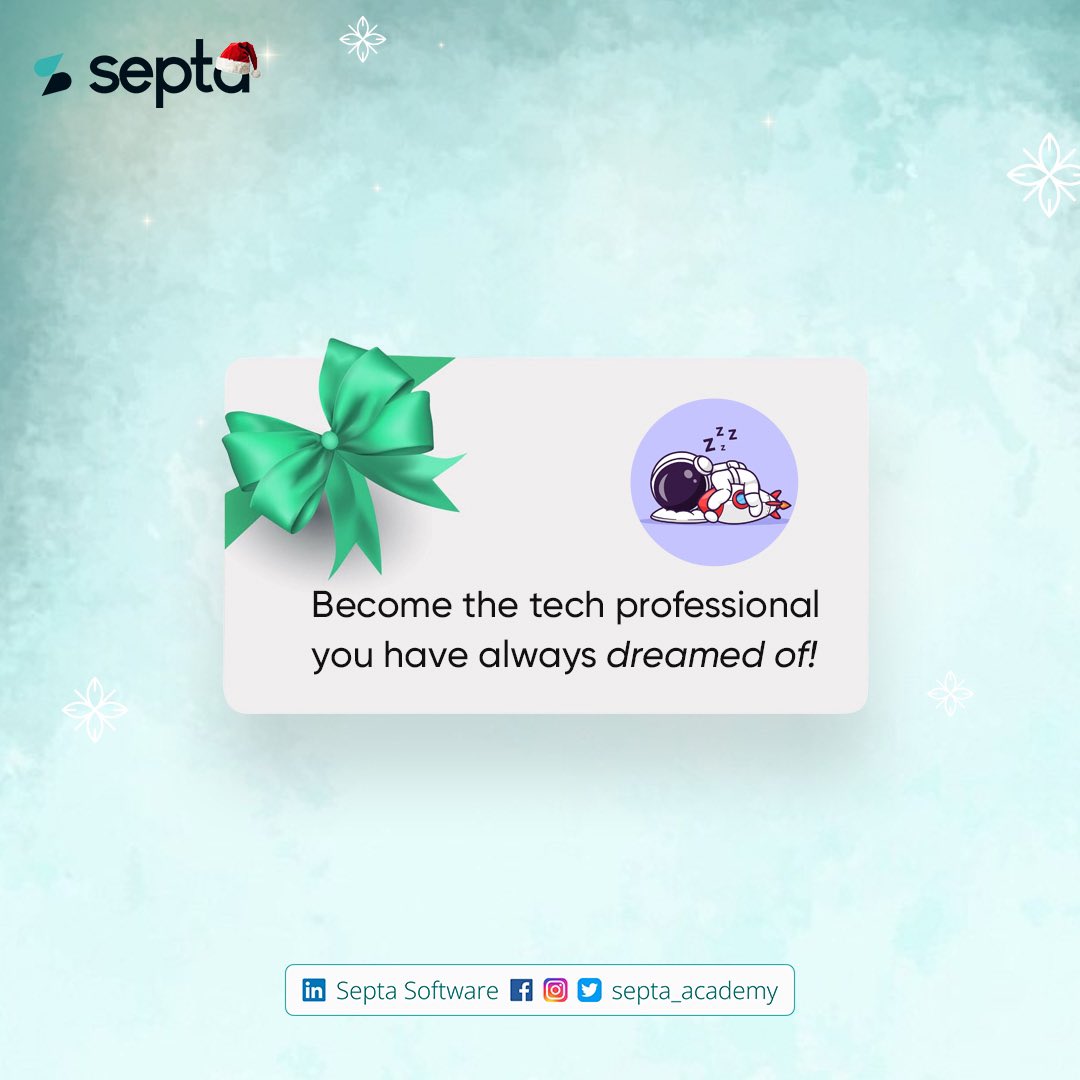 septa_academy's tweet image. You might be eligible for a scholarship this Christmas. 🥳

Save 120k and get the skills you need for more income in 2025. 

Send us a DM to get details on how to apply. 📥

#septaacademy #techscholarship #careerdevelopment
