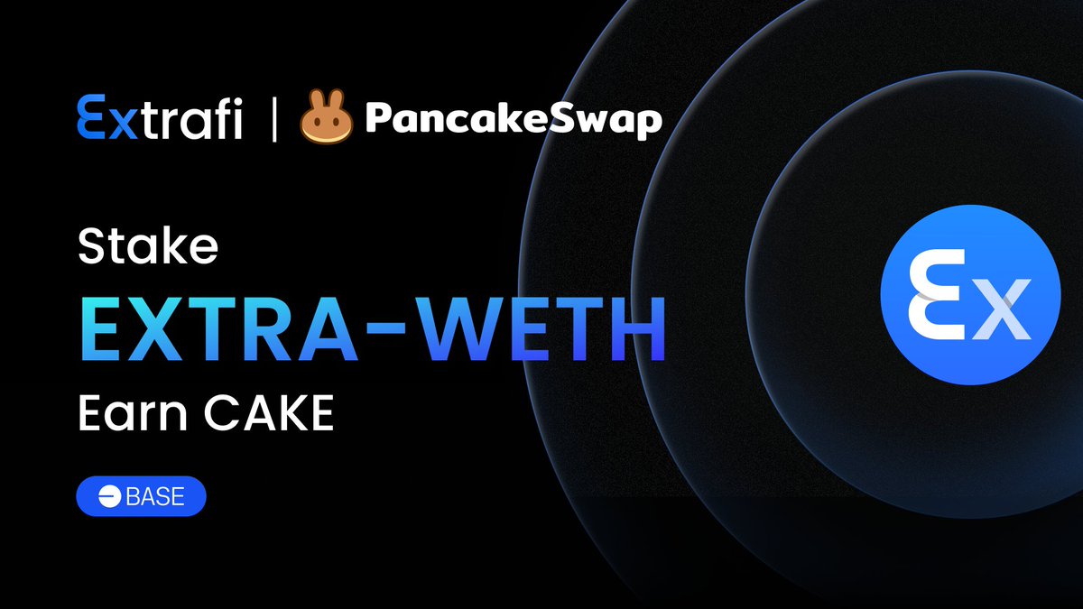 🥞 We’re excited to announce Extrafi's new official liquidity pool on <a href="/PancakeSwap/">PancakeSwap</a> on <a href="/base/">Base</a> !

Stake EXTRA-WETH (0.05% fee tier) v3 LP, earn some sweet CAKE 🍰, and dive into this exciting collab.
pancakeswap.finance/liquidity/pool…