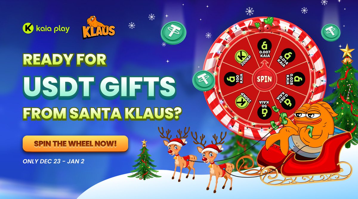 🎄🎅 USDT Gifts from Santa "Klaus" Are Here! 🎁

This holiday season just got merrier! Spin the wheel and grab your chance to win $USDT gifts from our special partner: <a href="/KlausEthereum/">Klaus AI</a> 🎉

⏰ Available Only: Dec 23 - Jan 2

➡️ Spin now: t.me/kaiaplaybot and let the magic of