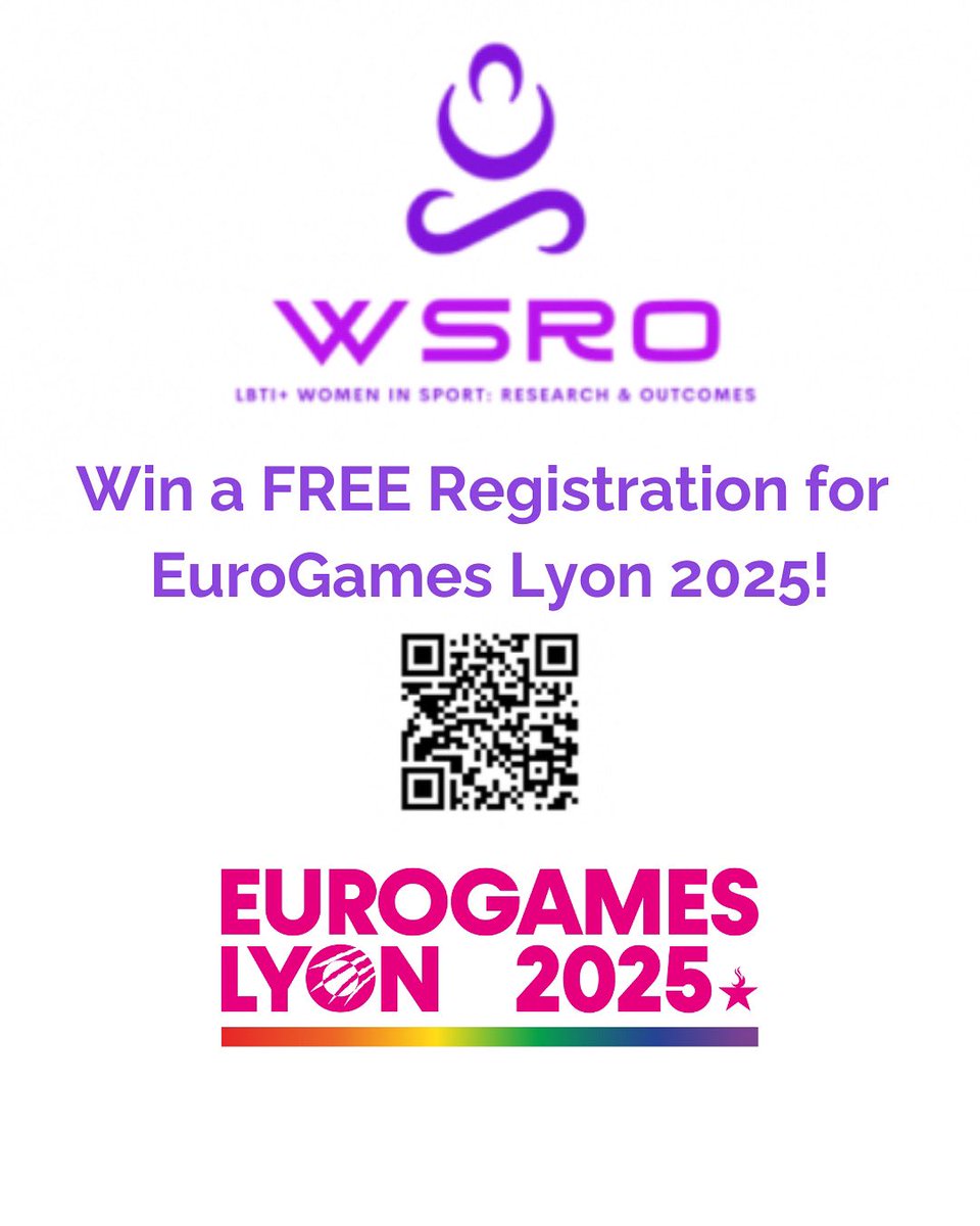eglsf's tweet photo. 🎉 Win a FREE Registration for EuroGames Lyon 2025! 🎉

Take the survey now scanning the QR code!

Don’t miss out on this amazing opportunity! 📊✨

#EGLSF #EuroGamesLyon2025 #LBTIWomenInSport #Survey #Win #EqualityInSports #ErasmusPlus https://t.co/nOzsN8f1yF