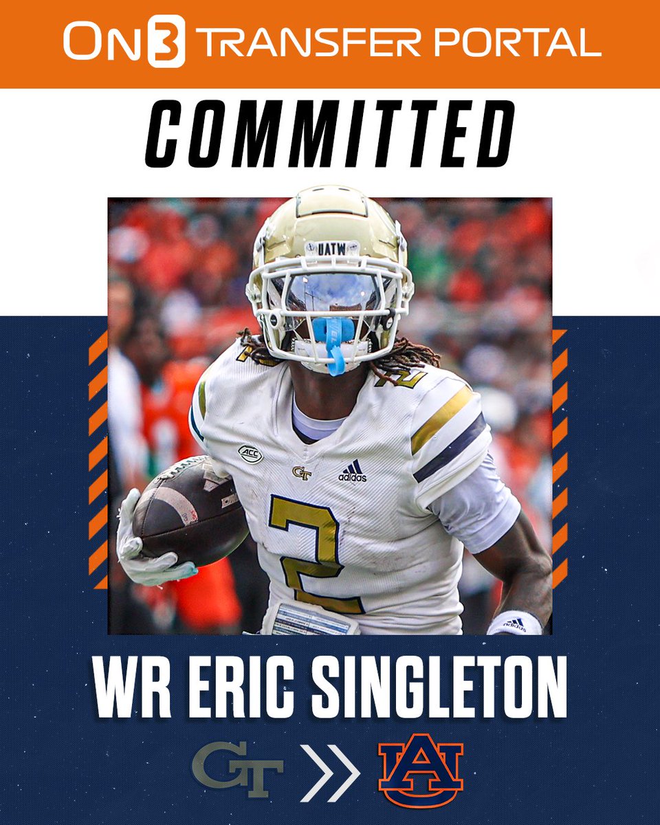 BREAKING: Georgia Tech transfer WR Eric Singleton has signed with Auburn, per <a href="/PeteNakos_/">Pete Nakos</a>🦅

on3.com/college/auburn…