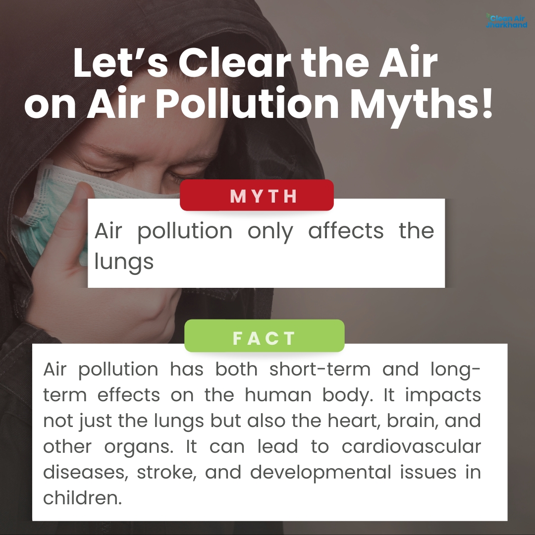 Time for another myth-buster! 🌫️
Air pollution isn’t just about smog—it’s about tiny particles like PM2.5 &amp; PM 10 entering the bloodstream, harming our vital organs. That's why clean air is essential for our overall health! 💚