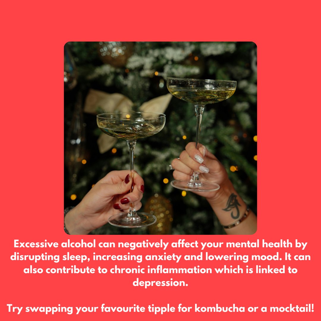 On the 11th day of #Christmas, YPMH gave to me… a gentle reminder to drink mindfully! 🎄

Celebrate with a festive mocktail or gut-friendly kombucha instead, this year! Too much alcohol can disrupt sleep, increase anxiety, &amp; lower mood.

Learn more: bit.ly/3KfeqJi