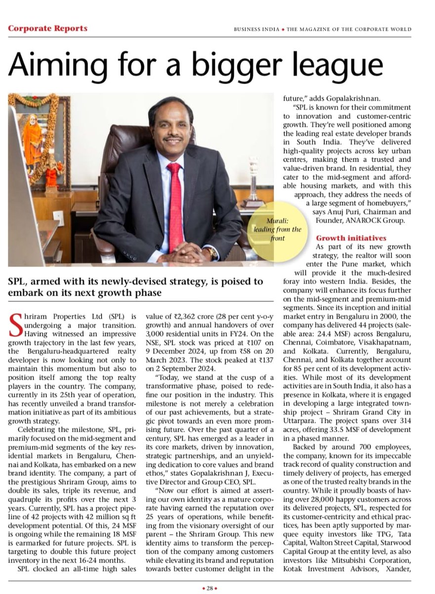 shriramprops's tweet photo. At Shriram Properties, we’re on a transformative journey redefining what it means to be a trusted and forward-thinking brand in real estate.
Read the full story here: https://t.co/STew3nH4T0
#ShriramProperties #SPLNxT #25YearsOfTrust https://t.co/yuCrwuR80o