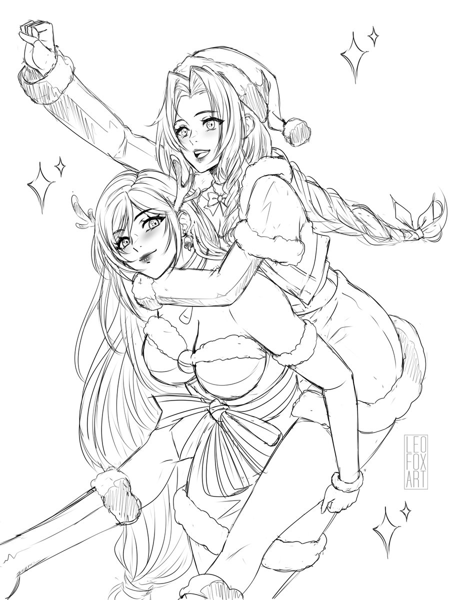 Christmas art, thank you to everyone who commissioned this year.

#Christmas #AerithGainsborough #TifaLockhart #FinalFantasy7Rebirth