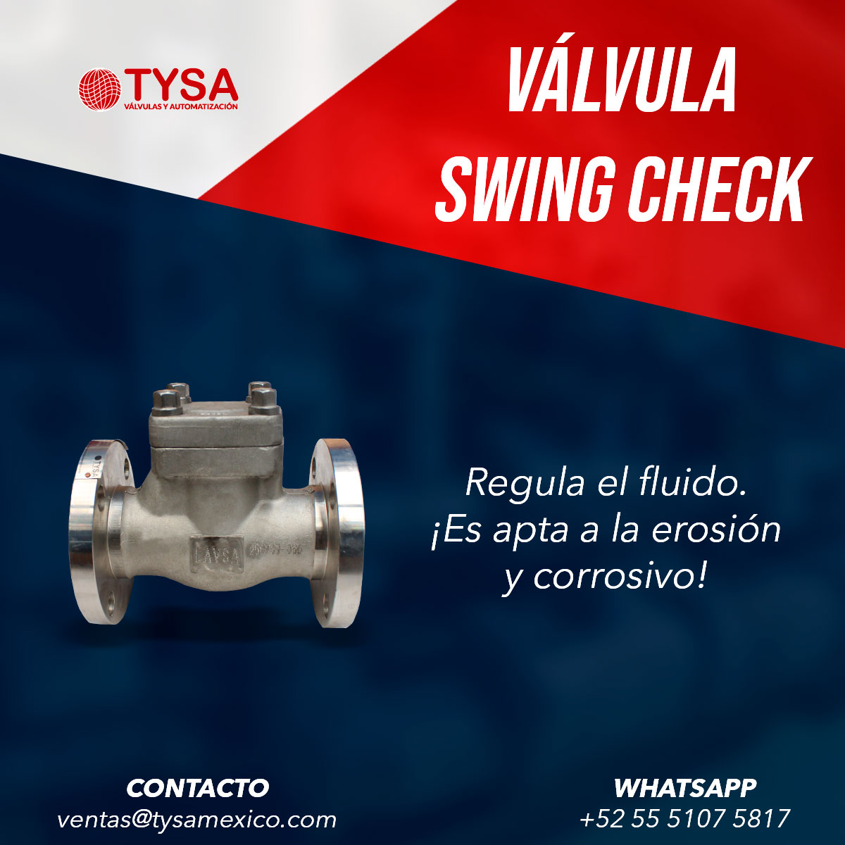 ¡Adiós a los problemas de retroceso!  Nuestra #VálvulaSwingCheck es tu mejor aliada para proteger tus sistemas de bombeo y prevenir la contaminación cruzada, su baja pérdida de carga y es de fácil mantenimiento.
