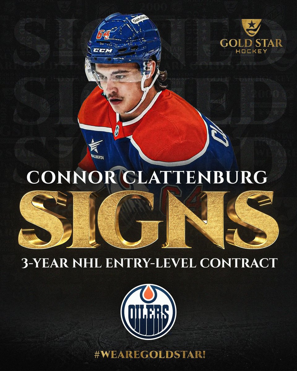 Congratulations to Connor Clattenburg (2024 NHL Draft 160th overall pick) on signing a 3-Year Entry Level Contract with the #LetsGoOilers ! #WeAreGoldStar!