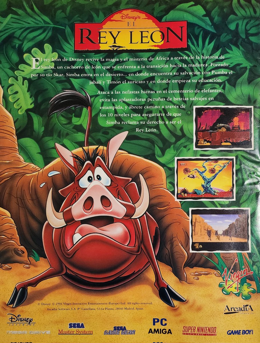 El Rey León, el regalo perfecto para estas fechas. Versiones para todos los sistemas, incluso Amiga.