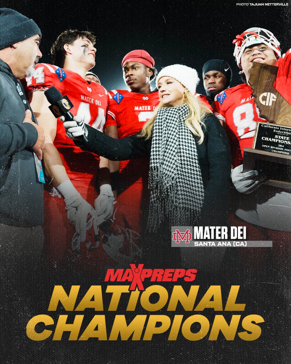 Mater Dei is crowned MaxPreps National Champions after going wire-to-wire as No. 1 team in the country for third time since 2017. 🏆

Final MaxPreps 🏈 Top 25 ⬇️
maxpreps.com/news/TaGeqkyDs…