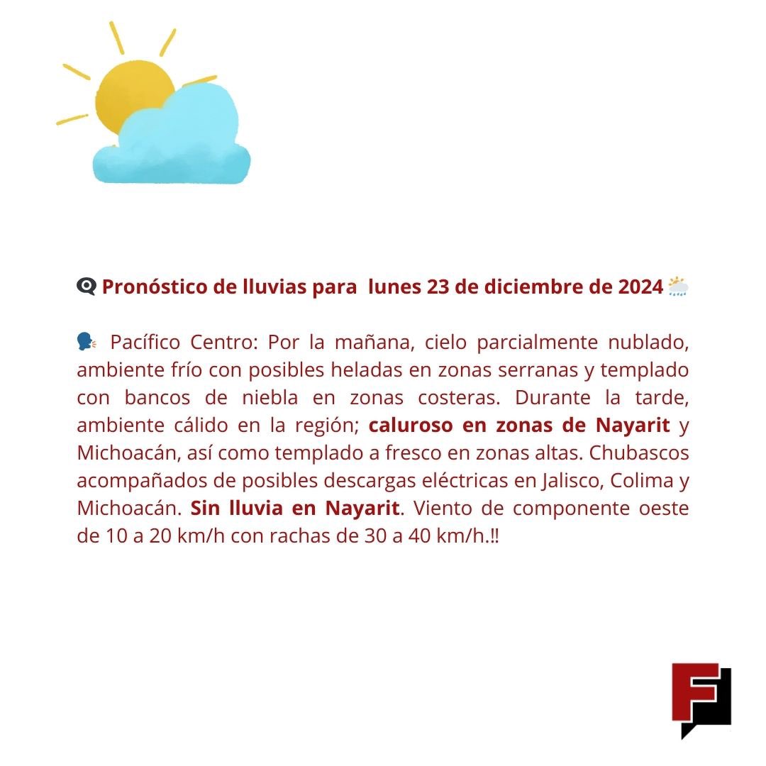ElFederalMEX's tweet photo. #OJO || 👁️‍🗨️ #Pronóstico del tiempo de este #lunes 23 de #diciembre del #2024 🌦️

#ElFederalMX https://t.co/QDLmEhlBMV