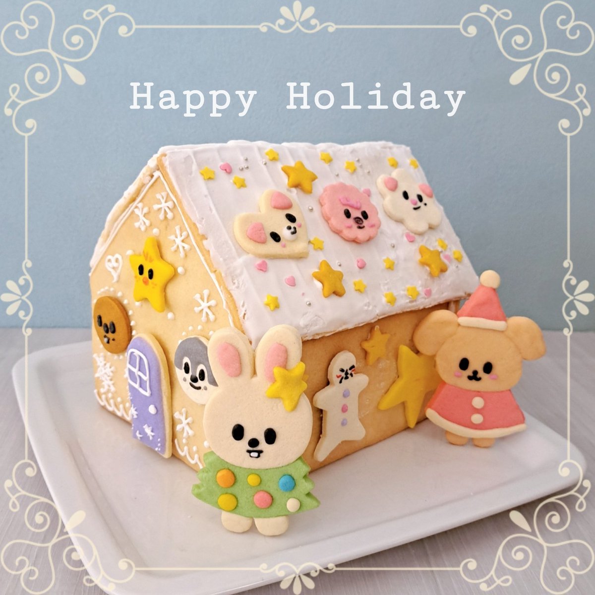 TT27879408's tweet photo. ⛄🎄メリークリスマスンミン🎄✨

ずっと作ってみたかった『へクセンハウス』
屋根が重くて落ちてきたり大変でしたが何とか完成ー✨️
家の大きさに対して🐶&amp;🐰がデカ過ぎましたw
『GIANT』って事で…👣👍

皆さんステキなクリスマスを🩷

#ヘクセンハウス
#HAPPYHOLIDAYS
#Christmas2024 
#skzoo https://t.co/4BziLyXoIO