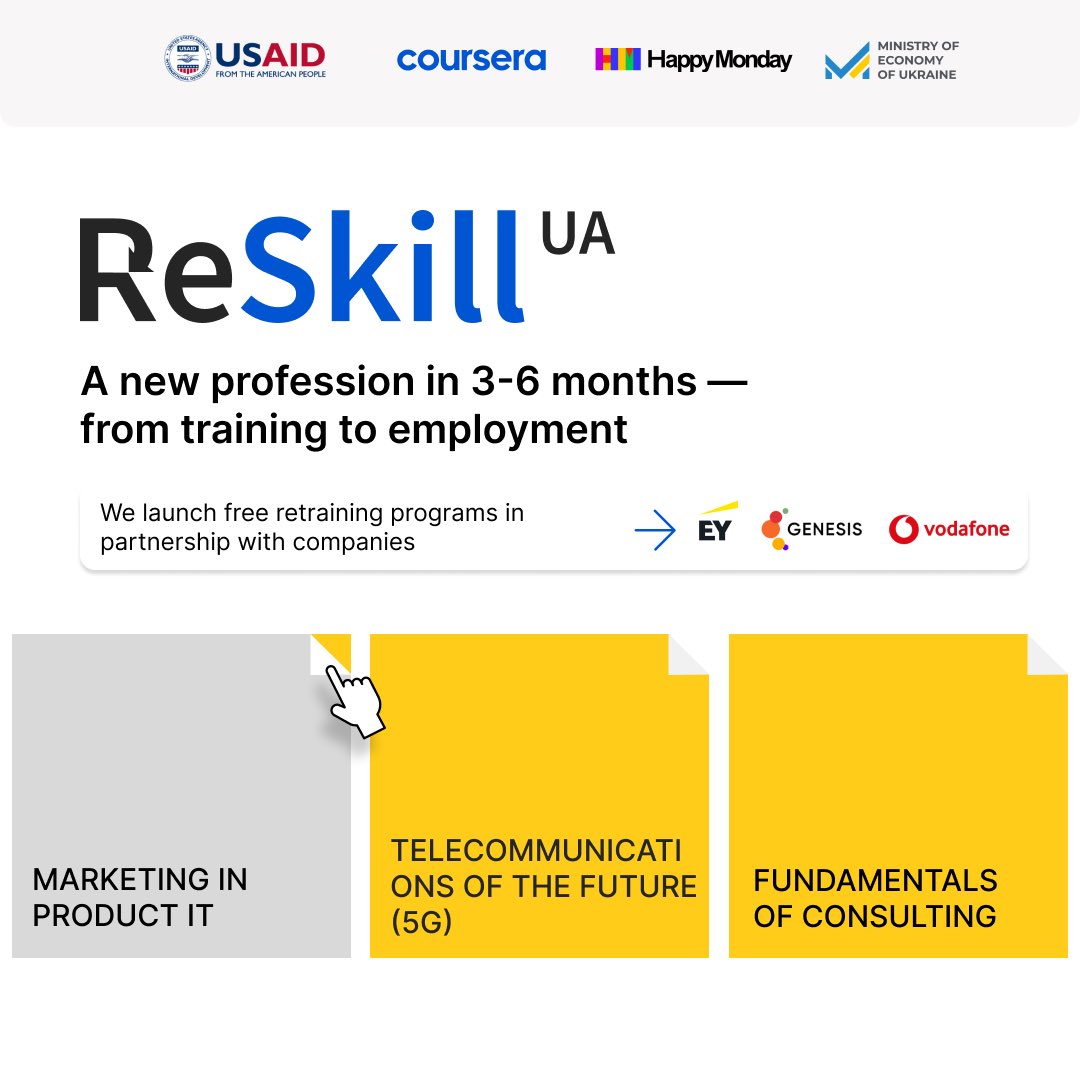 Recruitment is now open for three new reskilling programs under the ReSkill UA Project! 🌟 Designed in collaboration with top Ukrainian employers, these programs are tailored to meet today’s industry needs. Learn more and apply 👉 bit.ly/4fNLfuh
