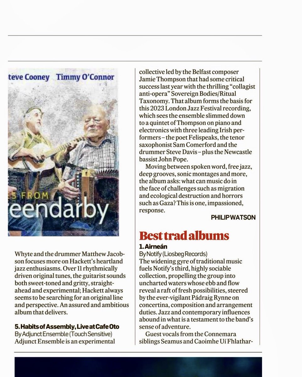 In a very good year for jazz in Ireland, and with around 40 first-rate and fantastically diverse releases to consider, I eventually managed to settle on a “Top Five Irish Jazz [and Beyond] Albums of 2024” for <a href="/IrishTimesCultr/">Irish Times Culture</a>. Link (subscriber-only)... irishtimes.com/culture/music/…