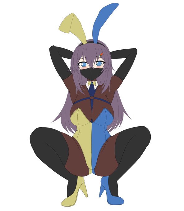 ぴっちりツートンカラーバニースーツちゃんの下描きです(*'ω`*) 