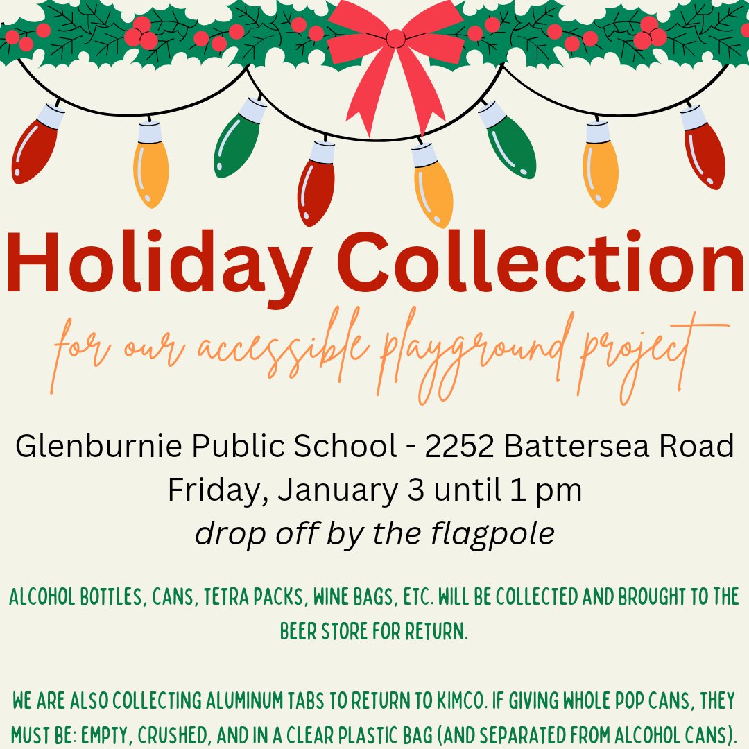 Holiday collection for our accessible climber project - January 3 until 1 pm. If this time doesn't work for you, please contact me or the current team to make arrangements!