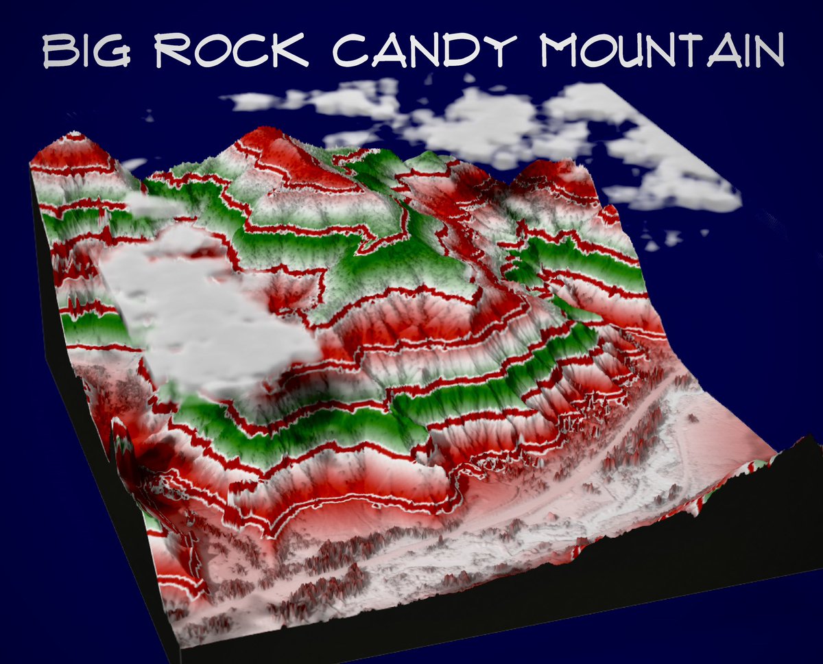 Big Rock Candy Mountain, southern Utah. Lidar data from gis.utah.gov/products/sgid/…  #rayshader #QGIS