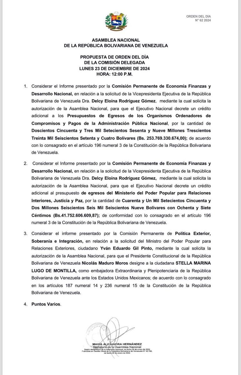 ReporteYa's tweet photo. #23Dic #AN2020
@GabyGabyGG: La Asamblea Nacional 2020 instalará hoy la Comisión Delegada para aprobar dos créditos adicionales al presupuesto aprobado semanas atrás. Uno de ellos, al Ministerio de Interior.
También se espera que aprueben la designación de Stella Lugo como embajadora en México en sustitución de Francisco Arias Cardenas.