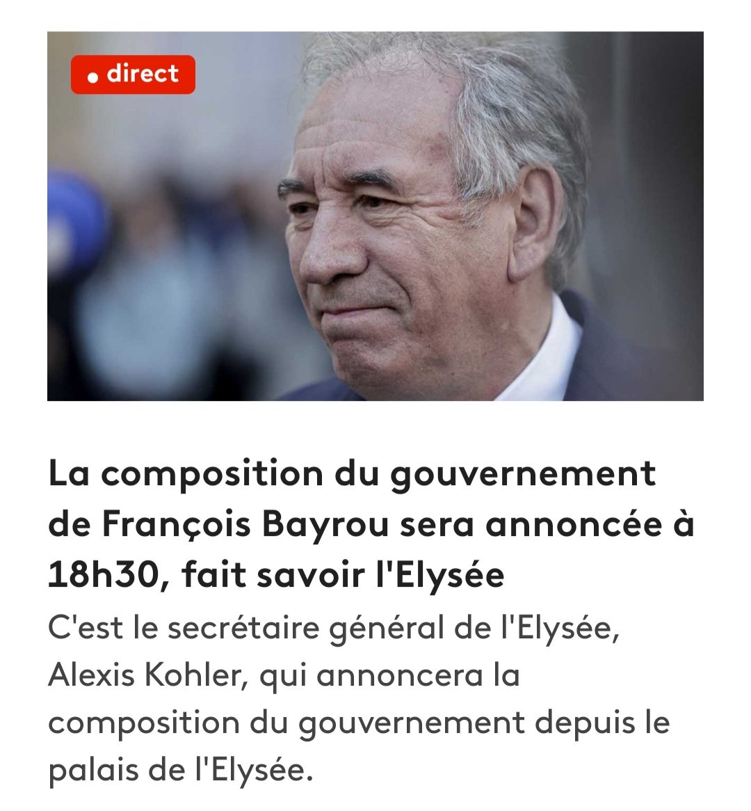 Mis en examen pour prise illégale d'intérêts en 2022, Alexis Kohler annoncera le gouvernement de Bayrou -  lui-même en attente du procès en appel de l'affaire des assistants d'eurodéputés du MoDem - avec peut-être une Dati toujours ministre malgré sa mise en examen depuis 2021.