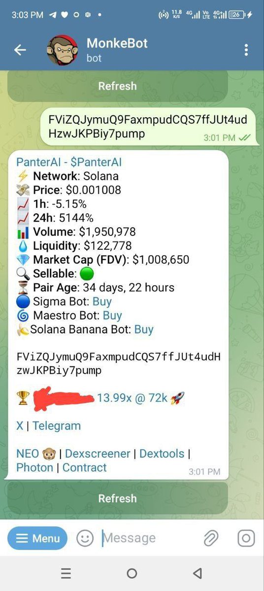 EyeonxB's tweet photo. What you could have make within the last 24 hour with the bot

 https://t.co/GcVqZnZfJh

$PanterAi 72k --> 1M (~14x)
$Tra  131k --> 374k (~3x)

#gem #cryptocurrency #twittertrack #SOL #ETH #TRX #Gem #BSCS #tokens #100x #1000xgem #Bot https://t.co/6UkkwGsnuD