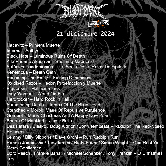 BBeat105's tweet photo. @BBeat105 #272
#Hacavitz, #Inferna, #BlackHate, @AlfaEridanoA, #SatánicoPandemonium, #Venemous, @BecomeTheEntity, #OxidisedRazor, #Piquerism, @dirtywomanmx, #Härdrocker, #Stenched, #Gorepot, #SpermOfMankind, @tonyiommi
@circovolador, @alprods
#StayBlast
#BlastBeat105 https://t.co/5GmUM8g9mq