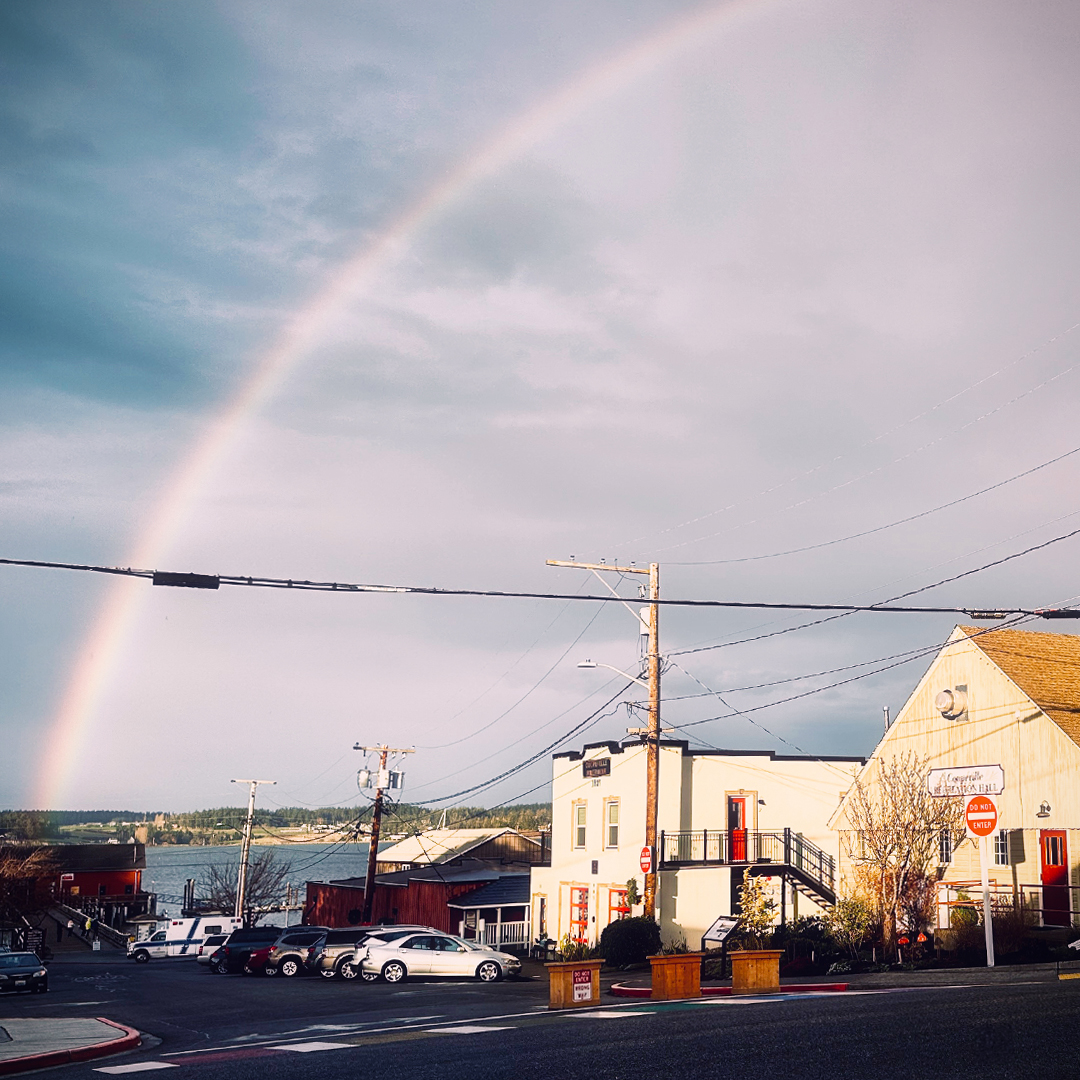 There was a most magical rainbow over Coupeville &amp; Penn Cove this Friday. I don’t think it was installed as part of the Christmas decorations, but you never know…

#RainbowMagic #RainbowVibes #RainbowSky