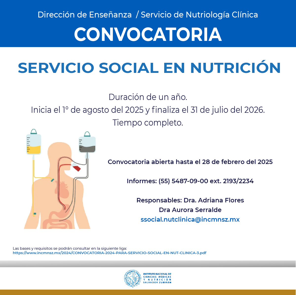 incmnszmx's tweet photo. * CONVOCATORIA SERVICIO SOCIAL *
Servicio Social en Nutrición
Para mayores informes favor de ingresar: https://t.co/crKcKrml0S https://t.co/7Tn1pEXyYc