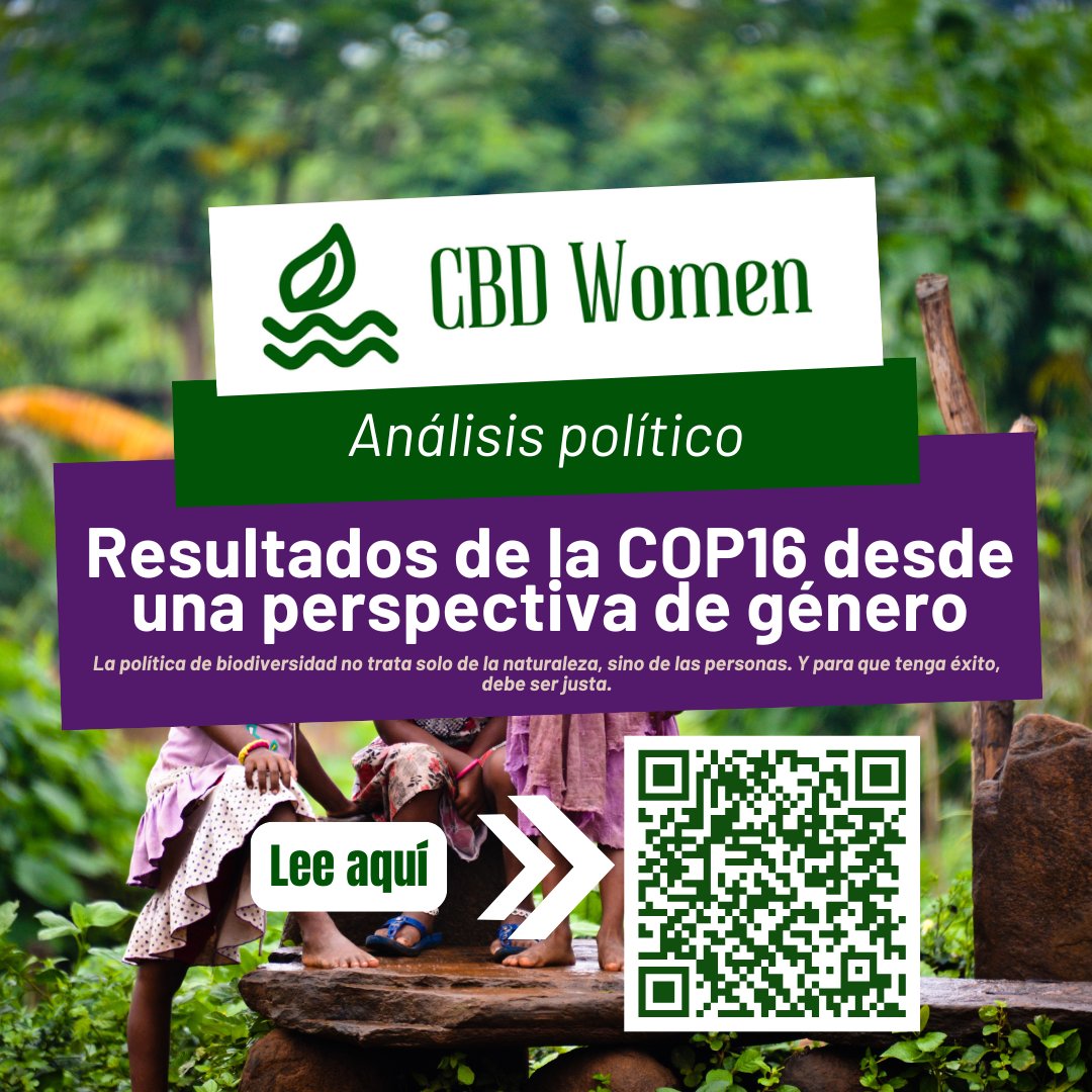 cbd_wc's tweet image. 🚨 CBD COP16 #Outcomes from a #Gender Lens – Now Available! 🚨

🌍 The #CbdwomensCaucus presents an in-depth analysis of COP16 outcomes

📝 Read the full article here: cbdwomenscaucus.org/cbd-cop16-outc…

🌐 Available in English, French, Spanish, Portuguese, and Arabic.

  #COP16Colombia