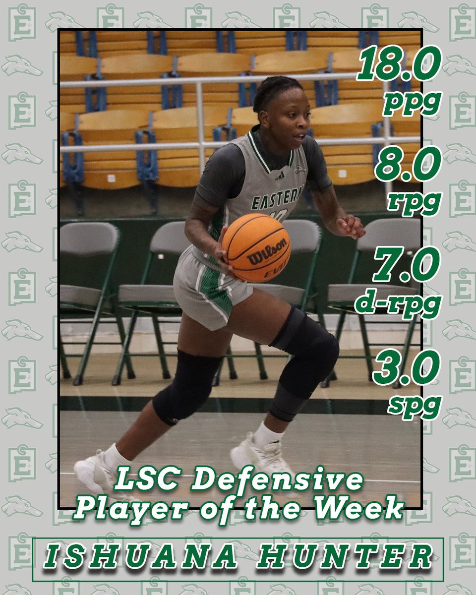The third Greyhound to receive LSC Defensive Player of the Week honors this season!!!

Congrats, Ishuana!

RELEASE: tinyurl.com/y5wc5upz

#ENMU #ALLIN