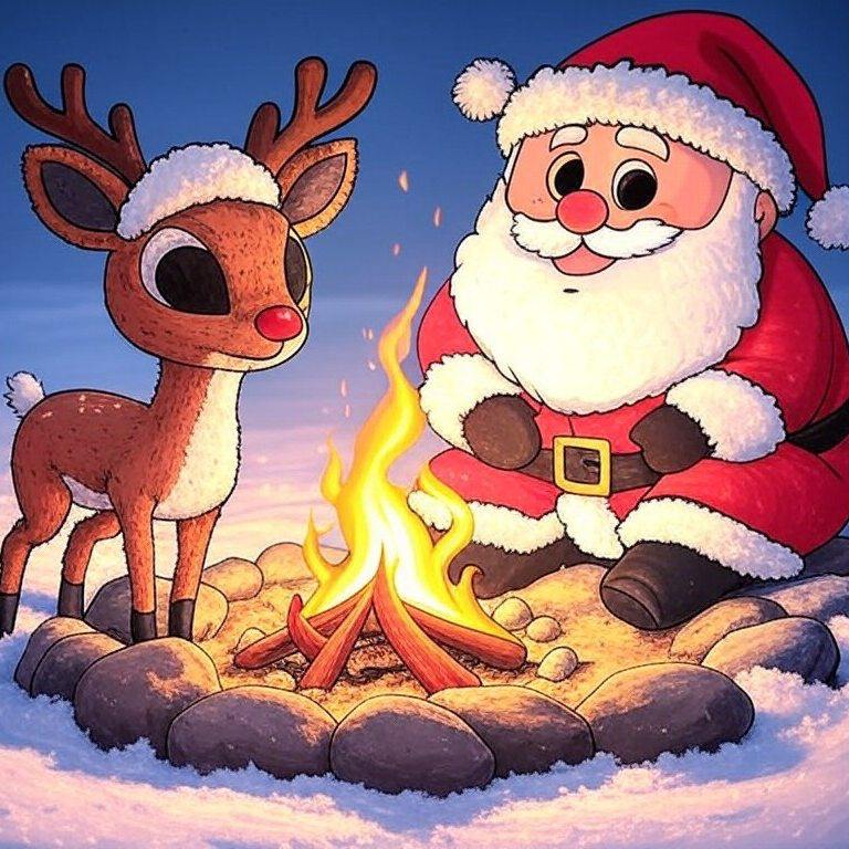 rudolphsol_'s tweet photo. Campfire vibes with the OGs. $RUDOLPH and Santa plotting the ultimate holiday takeover https://t.co/NdXIC0XAKg