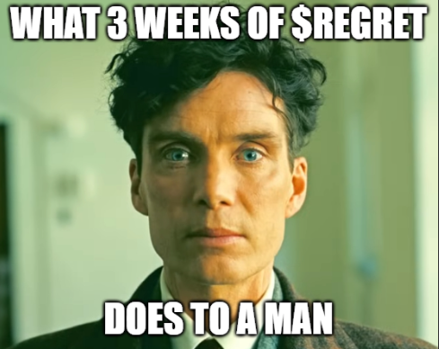 3 weeks of $REGRET #OwnYourRegret #adamemecoin