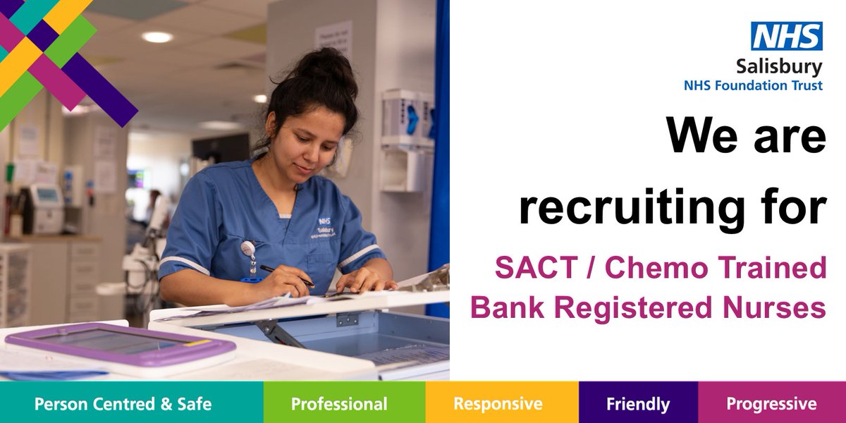 Salisbury Hospital Recruitment (@sdhrecruitment) on Twitter photo We are looking for SACT / Chemo Trained Nurses to join our temporary staffing team <a href="/SalisburyNHS/">Salisbury Hospital</a> You will need experience in SACT specific E-Prescribing, IV Fluid Pumps & be competent with cannulation & phlebotomy/venepuncture email your CV to sft.temporarystaffing@nhs.net We are looking for SACT / Chemo Trained Nurses to join our temporary staffing team <a href="/SalisburyNHS/">Salisbury Hospital</a> You will need experience in SACT specific E-Prescribing, IV Fluid Pumps & be competent with cannulation & phlebotomy/venepuncture email your CV to sft.temporarystaffing@nhs.net