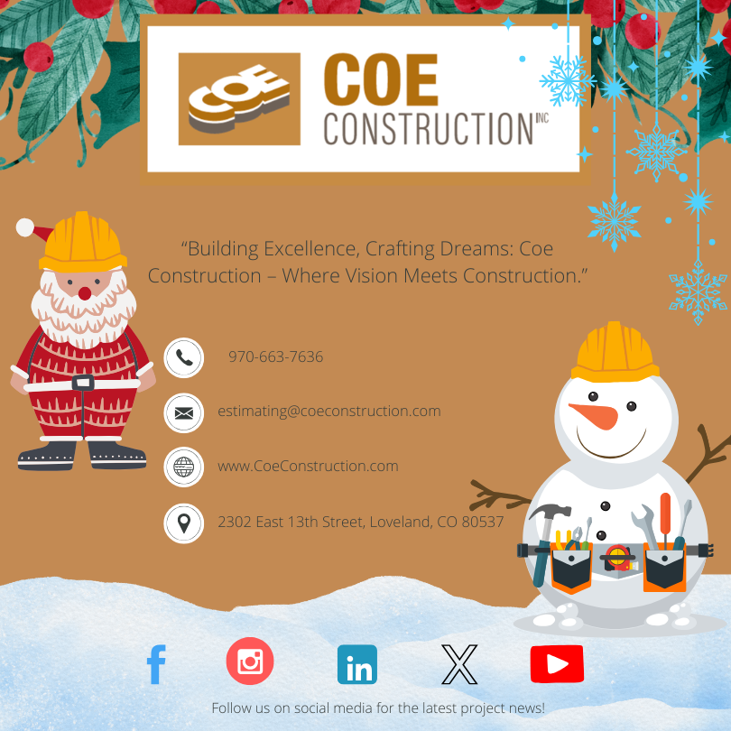 COEConstruct's tweet image. 🎄✨ Happy Monday! It’s the week of Christmas, and the holiday spirit is in full swing at Coe Construction! 🏗️ As we build dreams, we’re also cherishing the joy of the season. Wishing you a week filled with warmth and cheer! 🎅💚 Visit us: coeconstruction.com #MerryChristmas