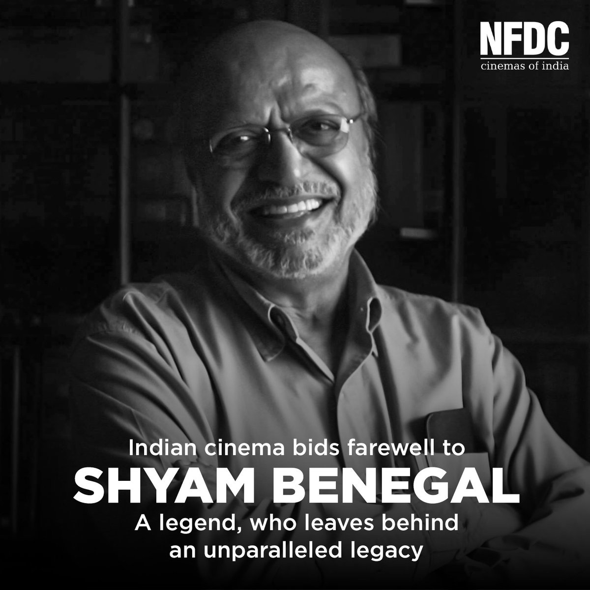 NFDC mourns the loss of legendary filmmaker Shyam Benegal, who passed away at 90. A pioneer of Indian parallel cinema, his masterpieces redefined Indian storytelling with realism and social depth.

#ShyamBenegal #ParallelCinema #IndianCinema #NFDC #LegendaryFilmmaker