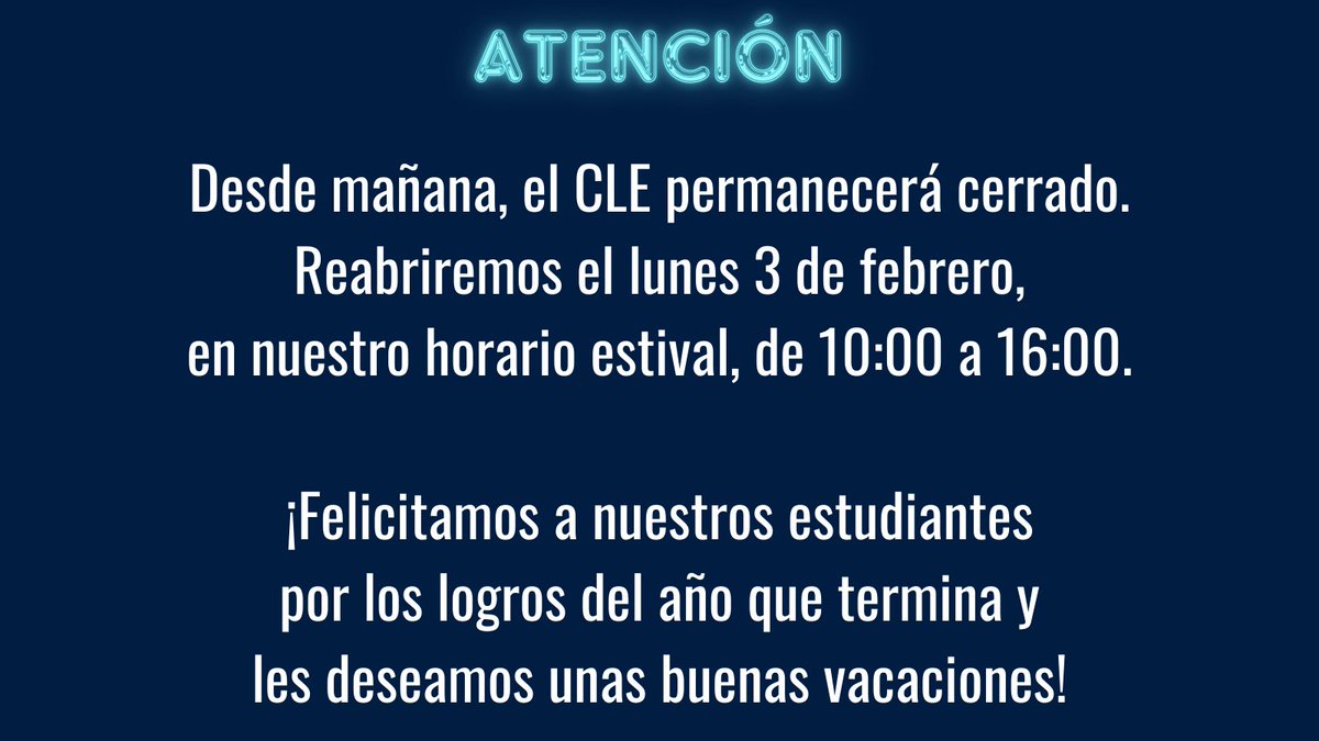 cle3montevideo's tweet photo. ¡Felices fiestas! 🎉 ¡Nos vemos! https://t.co/MPUR0wdqmf