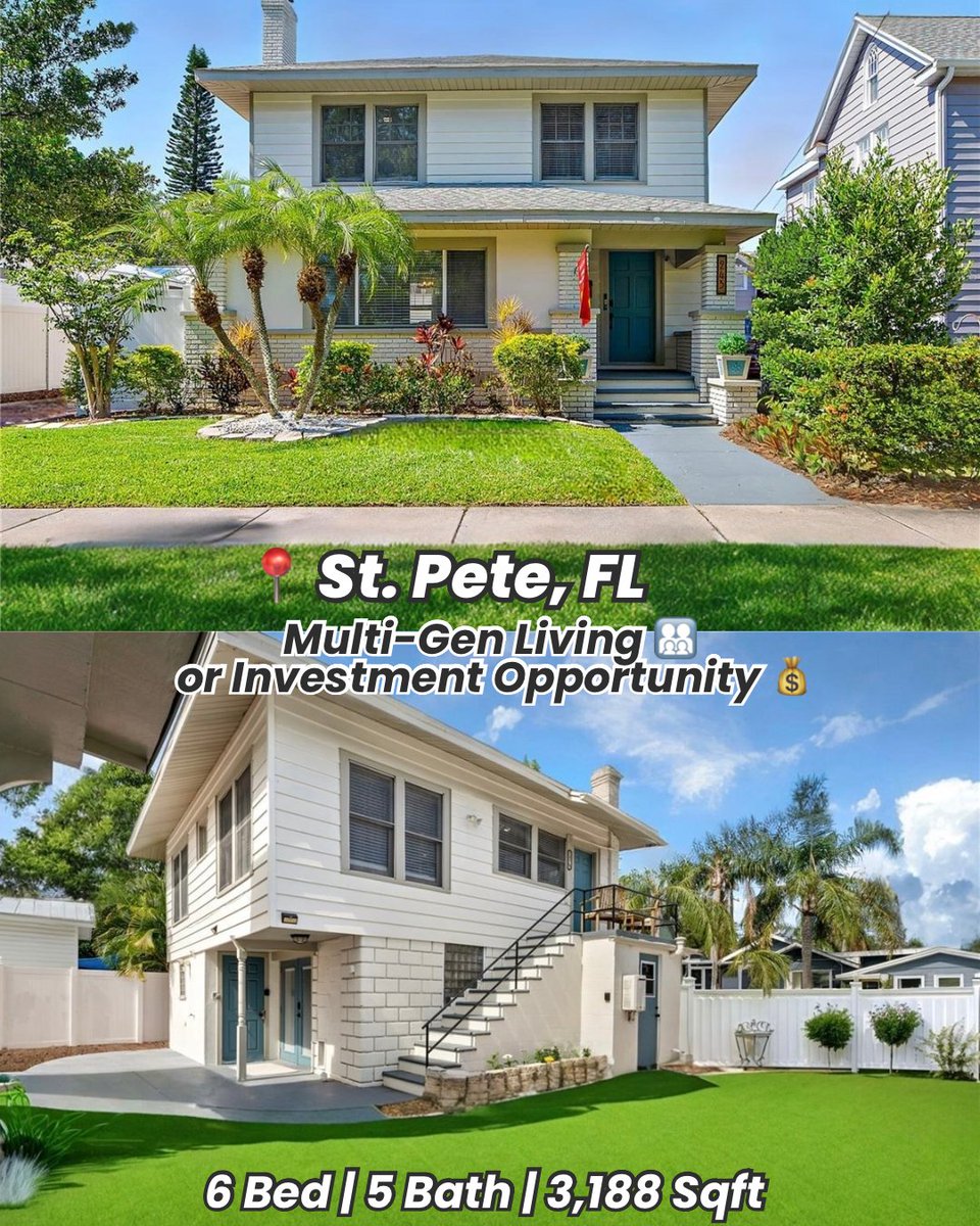 AgtAdamSellsFL's tweet photo. FOR SALE! | St. Pete, FL 

Multi-Gen Home or Multi-Unit Income Property 💰
Comment "INCOME" for listing details!

Listing represented by: James DiMartino #StPeteRealEstate https://t.co/rGFD7KFEjM
