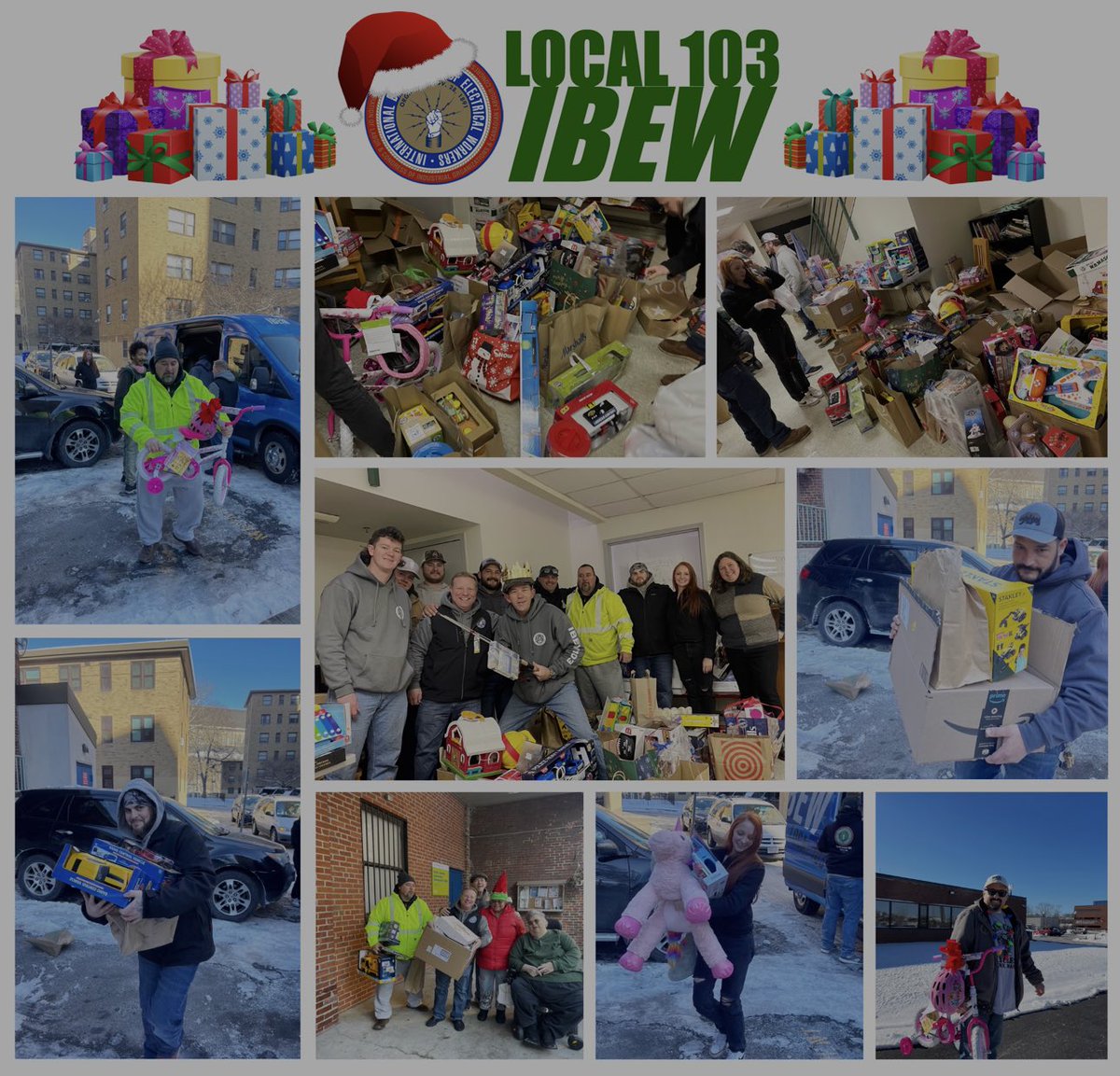 LAntonellis103's tweet photo. Our team of elves making some last minute toy deliveries around the city! Thank you all, once again, for your generous donations to our @IBEW103 Toy Drive! 🎄🎅🏼🎁🧸🚲
#PoweringSanta 🎅🏼
#WePlugYouIn 🔌 https://t.co/2ydj4it1U2