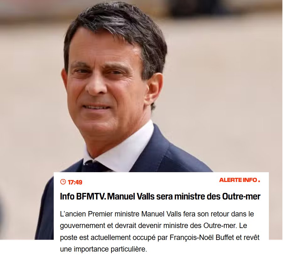 CharliesIngalls's tweet image. 🚨 Manuel Valls ministre des Outre-mer, une provocation, le mépris total des DROMCOM !

L&apos;homme le plus détesté à gauche serait donc la caution de gauche du #gouvernementbayrou. Souvenez-vous de ses propos à Evry sur un marché : &quot;Tu me mets quelques blancs, quelques whites,…