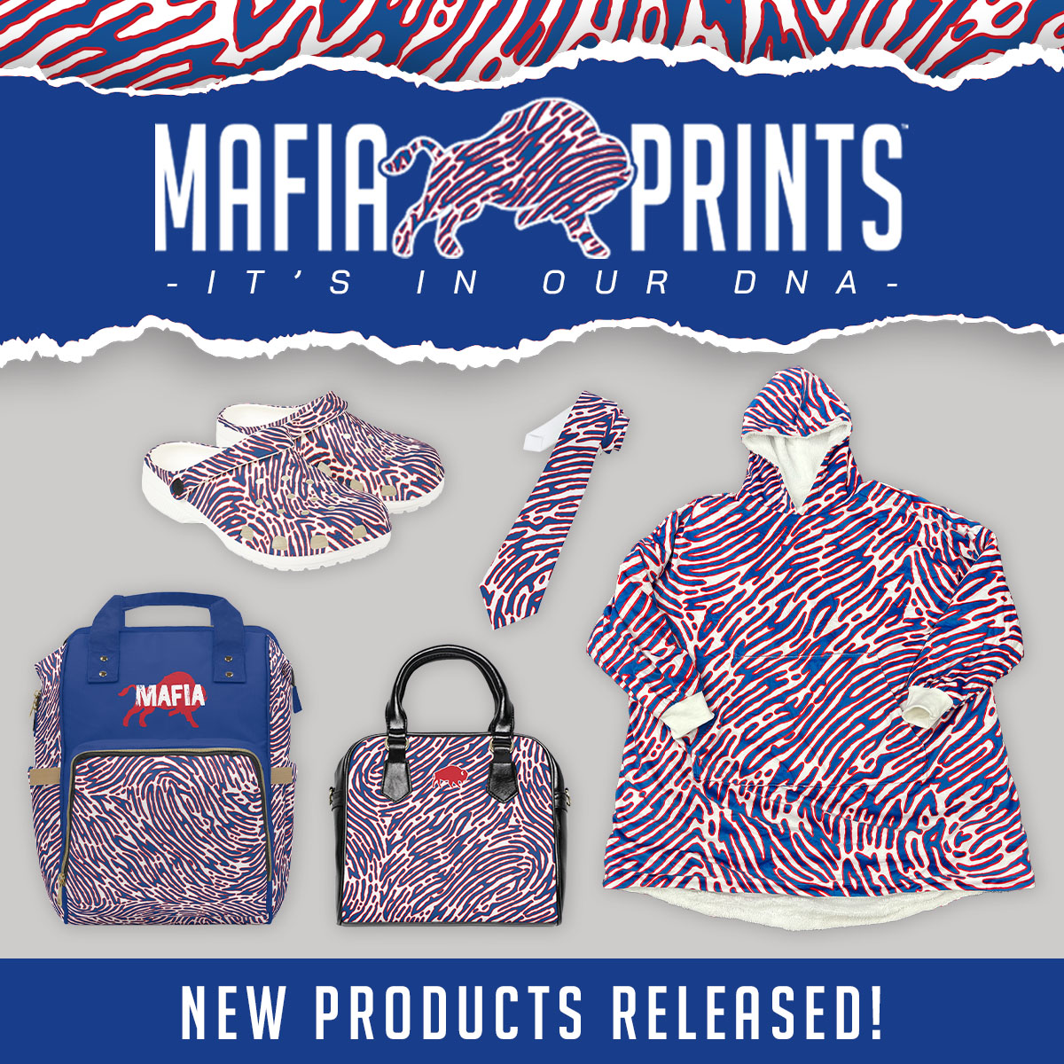 Our "Mafia Prints" are available on a wide selection from pajamas and bathing suits to blankets and shoes!

Help support a worthy cause when you shop this collection: 26shirts.com/collections/ma…
